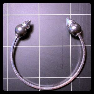 Stella and Dot Studded Gray Pearl Silver Cuff